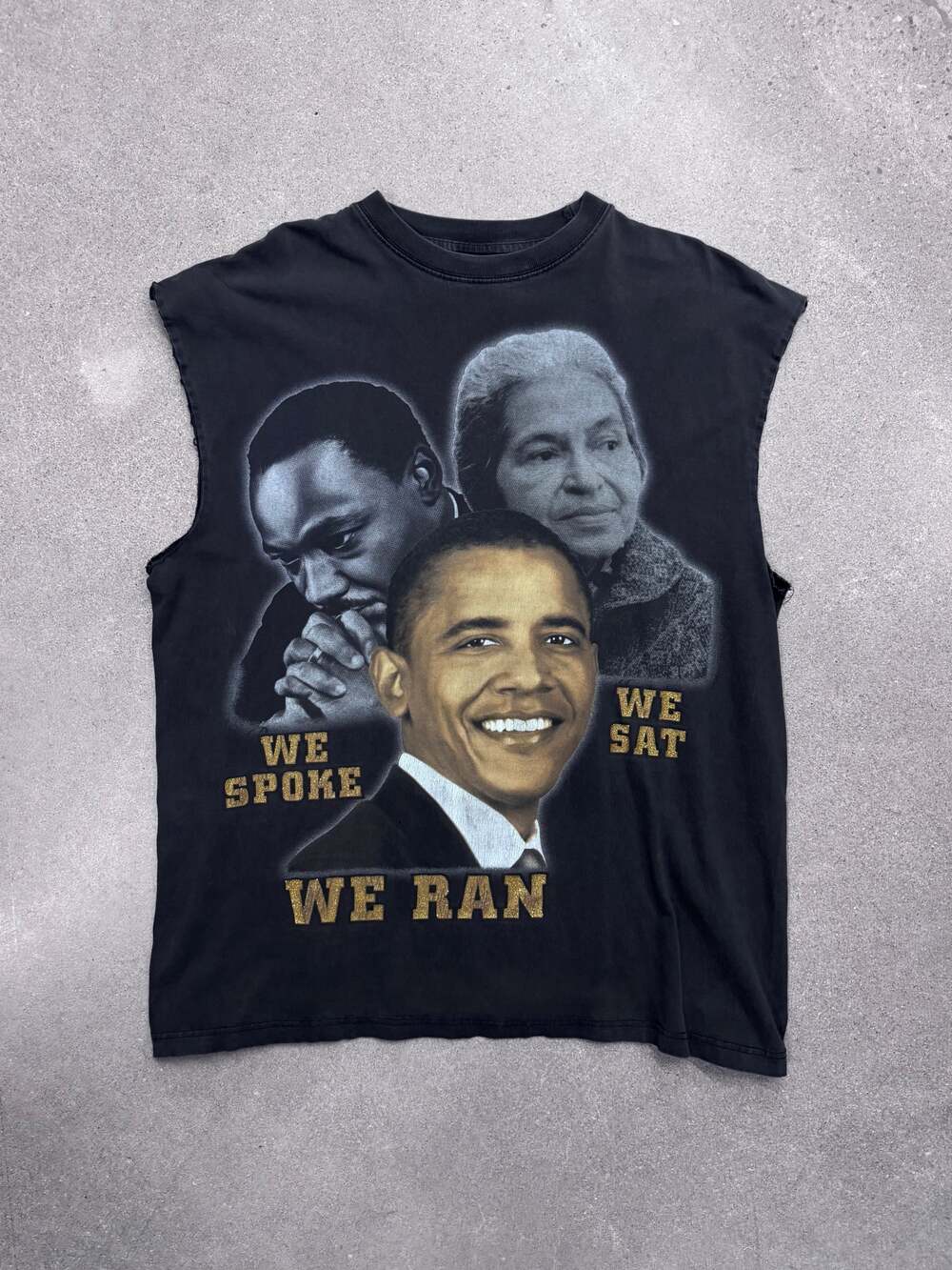 Vintage Faded Black History Sleeveless Shirt - XXL